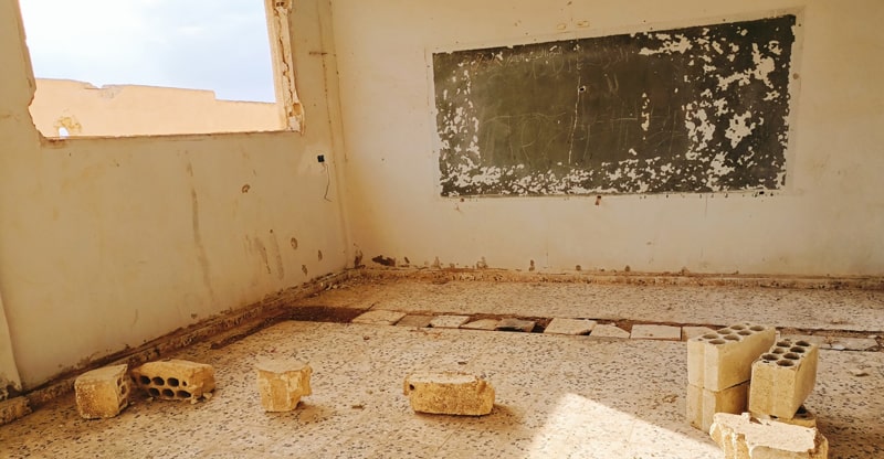 Ecole du village d’Arshoneh avant la réhabilitation de TGH, gouvernorat d’Hama, Syrie, décembre 2021 © TGH